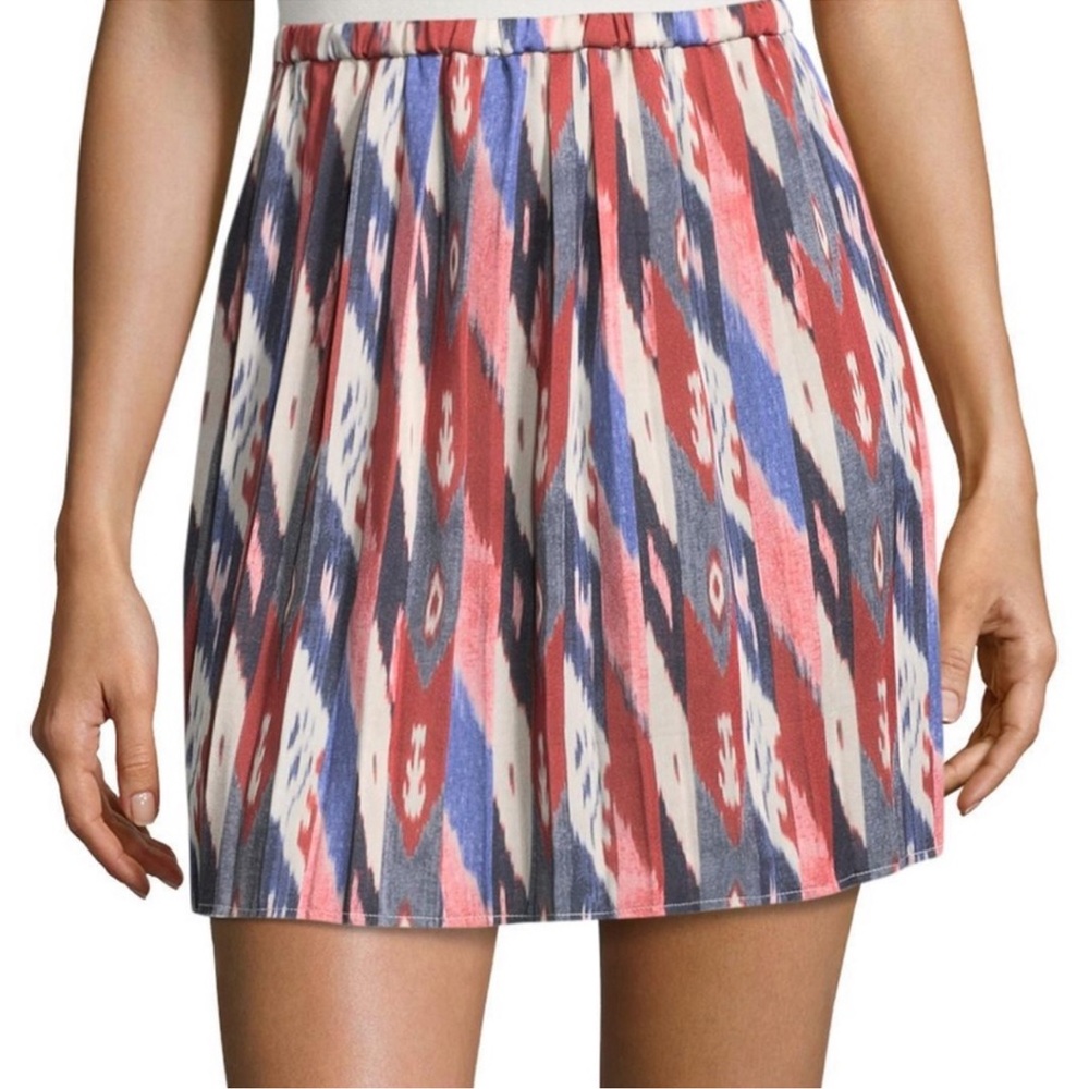 ISABEL MARANT Etoile Hanoi Pleated Mini Skirt Ikat Chic Designer Boho Size S